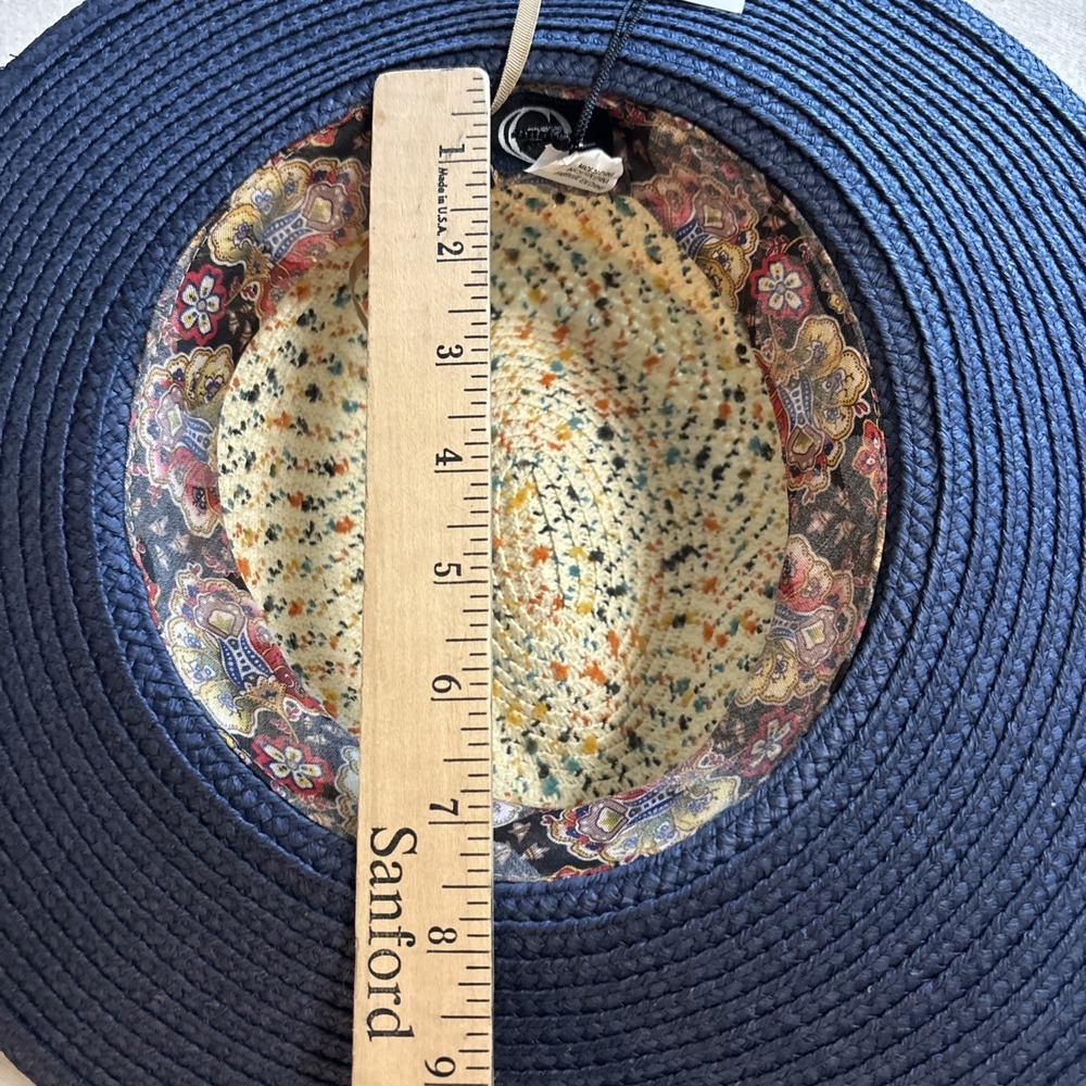 Giovannio New York Blue Multicolor Speckled Sun Hat Wide Brim Paper Beach Cruise - Picture 9 of 11